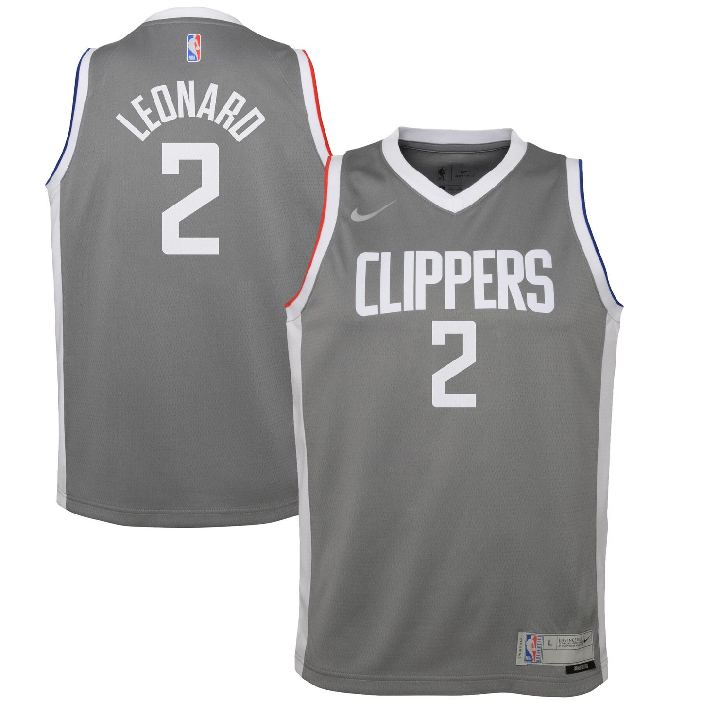 Kawhi Leonard LA Clippers Nike Youth 2020/21 Swingman Player Jersey Gray - Earned Edition