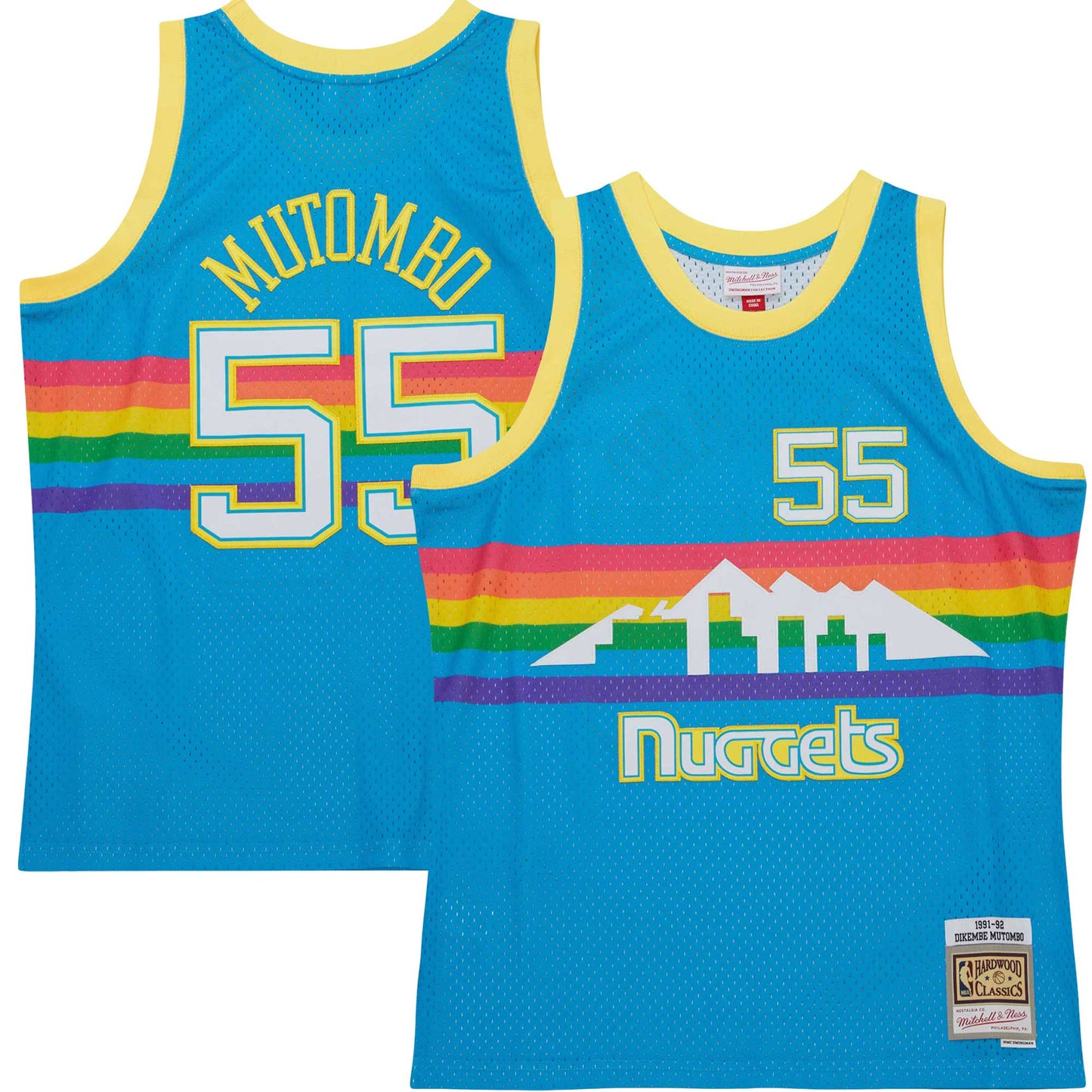 Dikembe Mutombo Denver Nuggets Mitchell & Ness Hardwood Classics 1991/92 Tropical Swingman Jersey - Blue